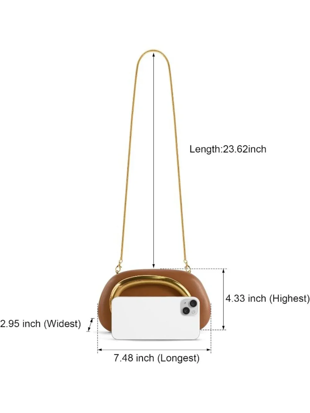 Women's Leather Brown Nylon Magnetic Buckle Closure Formal Evening Clutch Purses